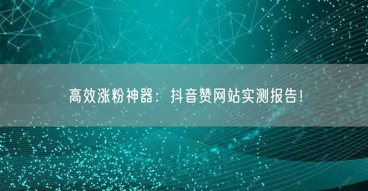 高效涨粉神器:抖音赞网站实测报告!