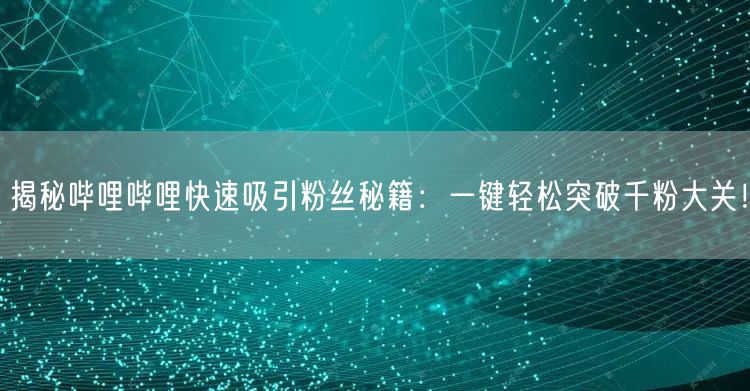 揭秘哔哩哔哩快速吸引粉丝秘籍：一键轻松突破千粉大关！