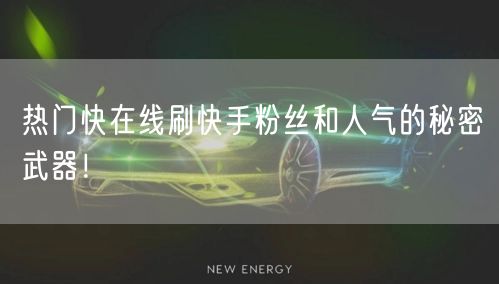 热门快在线刷快手粉丝和人气的秘密武器！