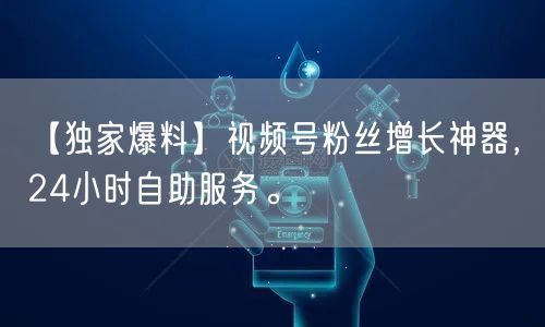 【独家爆料】视频号粉丝增长神器，24小时自助服务。