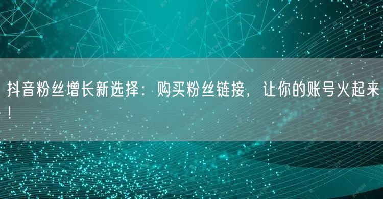 抖音粉丝增长新选择：购买粉丝链接，让你的账号火起来！