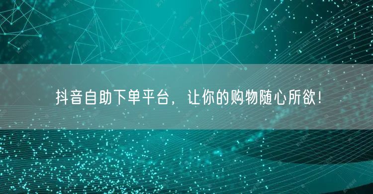 抖音自助下单平台，让你的购物随心所欲！