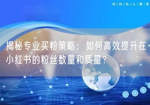 揭秘专业买粉策略：如何高效提升在小红书的粉丝数量和质量？