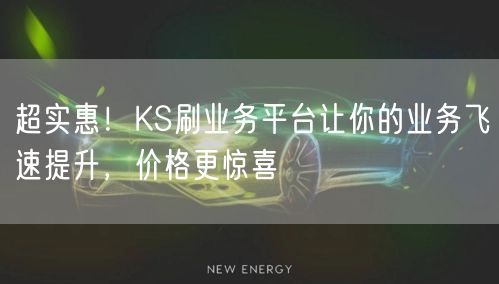 超实惠！KS刷业务平台让你的业务飞速提升，价格更惊喜