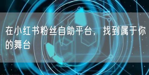 在小红书粉丝自助平台，找到属于你的舞台
