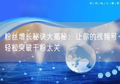 粉丝增长秘诀大揭秘：让你的视频号轻松突破千粉大关