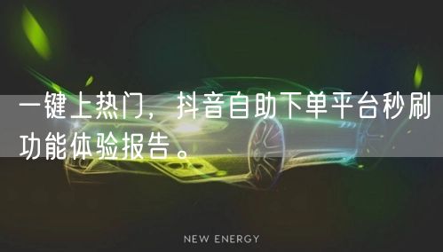 一键上热门，抖音自助下单平台秒刷功能体验报告。