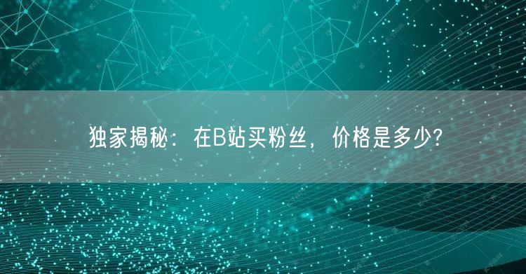 独家揭秘：在B站买粉丝，价格是多少?