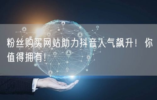 粉丝购买网站助力抖音人气飙升！你值得拥有！