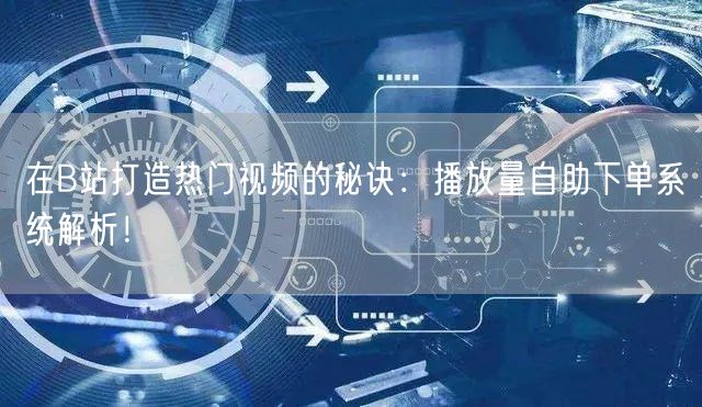 在B站打造热门视频的秘诀：播放量自助下单系统解析！