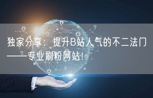 独家分享：提升B站人气的不二法门——专业刷粉网站！