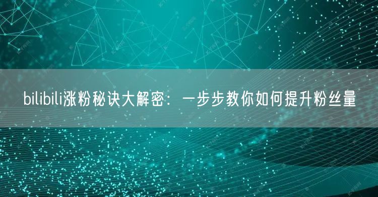 bilibili涨粉秘诀大解密：一步步教你如何提升粉丝量