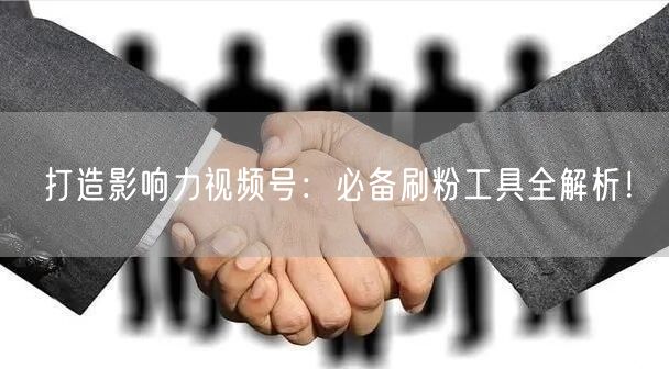 打造影响力视频号：必备刷粉工具全解析！