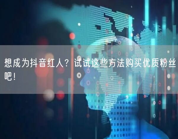 想成为抖音红人？试试这些方法购买优质粉丝吧！