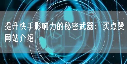 提升快手影响力的秘密武器：买点赞网站介绍