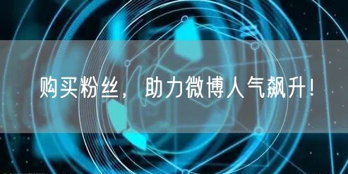 购买粉丝，助力微博人气飙升！