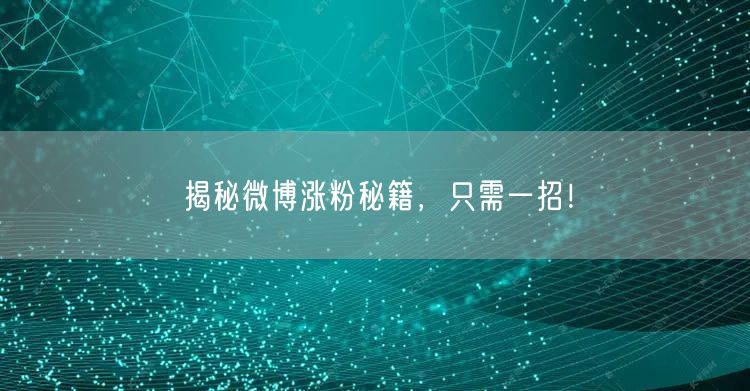 揭秘微博涨粉秘籍，只需一招！