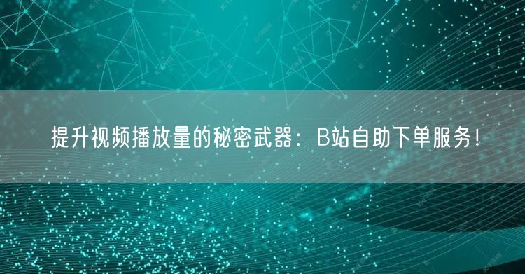 提升视频播放量的秘密武器：B站自助下单服务！