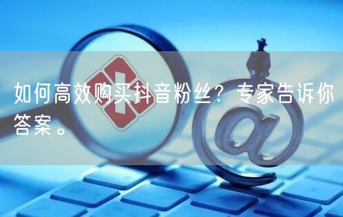 如何高效购买抖音粉丝？专家告诉你答案。