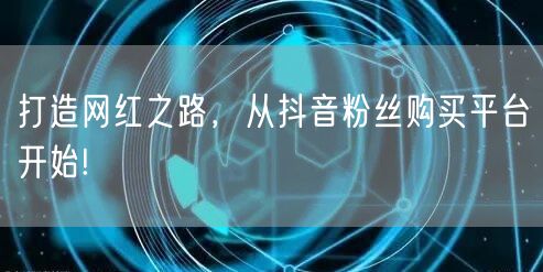 打造网红之路，从抖音粉丝购买平台开始!