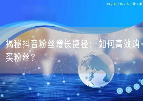 揭秘抖音粉丝增长捷径：如何高效购买粉丝？
