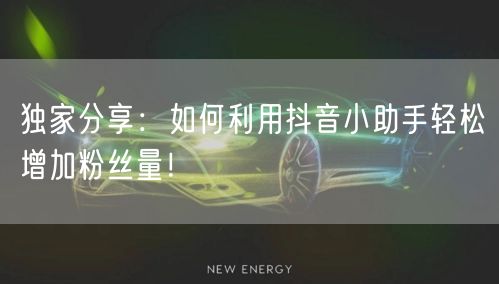 独家分享：如何利用抖音小助手轻松增加粉丝量！