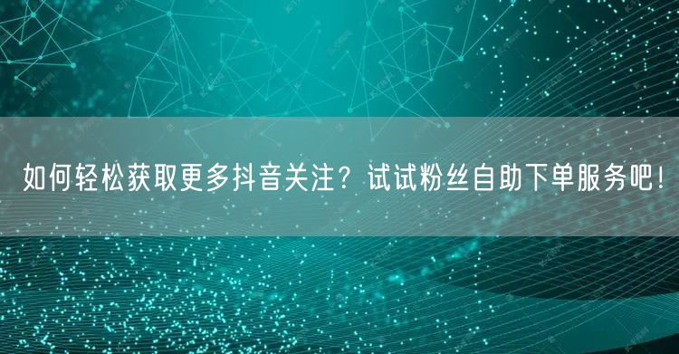 如何轻松获取更多抖音关注？试试粉丝自助下