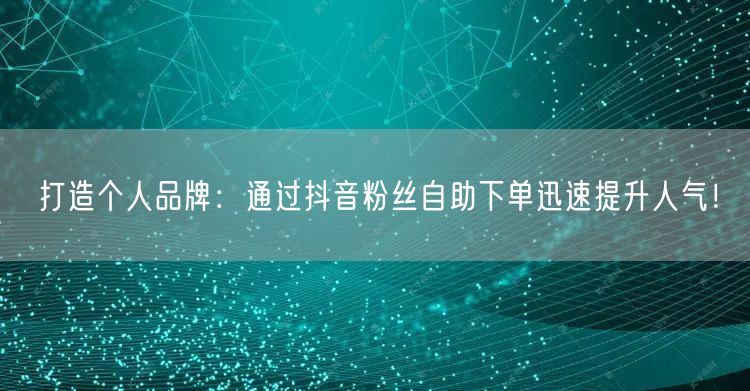 打造个人品牌：通过抖音粉丝自助下单迅速提