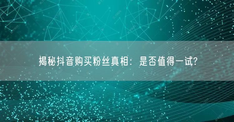 揭秘抖音购买粉丝真相：是否值得一试?